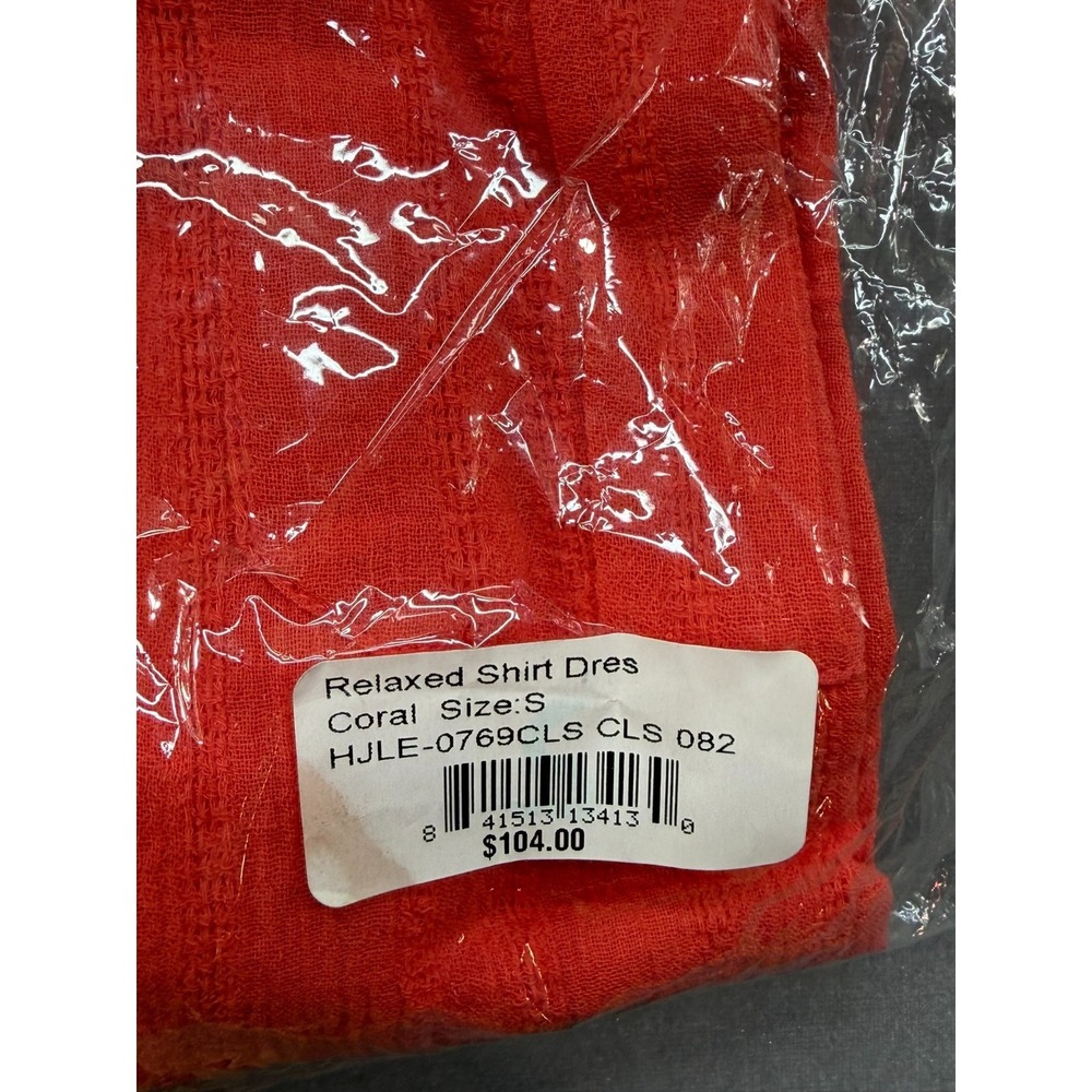 New Helen Jon Relaxed Shirt Dress Red Coral Size Small MSRP $104 - Picture 6 of 9